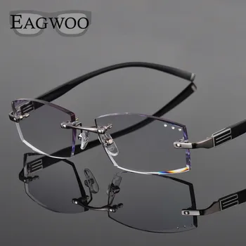 Kovinske Zlitine Očala Moških Rimless Recept Branje Kratkovidnost Barve G-8 Diamond Očala brez okvirjev Spektakel Barve Lenses258038