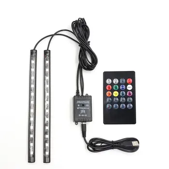 Led Avto Stopala Okoljske Svetlobe Z USB vtičnico za Vžigalnik Ozadja Glasbe za Nadzor App RGB Auto Notranje Dekorativne Vzdušje Luči