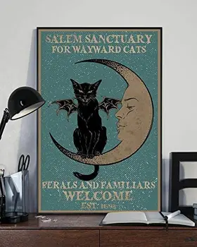 Mačka Plakate za Kopalnico Mačka Kovinski Plakat Mačka Kovinski Plakat Mačka Čarovnice Kovinski Plakat Salem Svetišče za Negotov Mačke