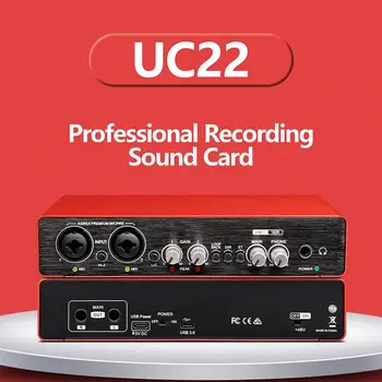Micfuns UC22 2-Kanalni 24bits 192kHz USB kombinirani priključek XLR Audio Vmesnik Mešalnik DJ Console Zvočno Kartico za Youtube Snemanje Glasbe Podcasting