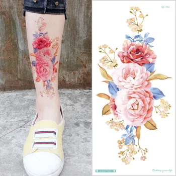 Nepremočljiva Začasni Tattoo Nalepke Cvet Vrtnice Flash Tetovaže Noge Rokav Tetovaže Kača Lev Body Art Roko Ponaredek Rokav Tattoo Ženske