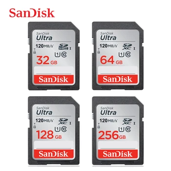 Original SanDisk Extreme SD 128GB 256GB 64GB 32GB Class 10 Pomnilniške Kartice C10 120 M/s SDHC SDXC Carte SD POVRŠINSKE-1 za Kamero