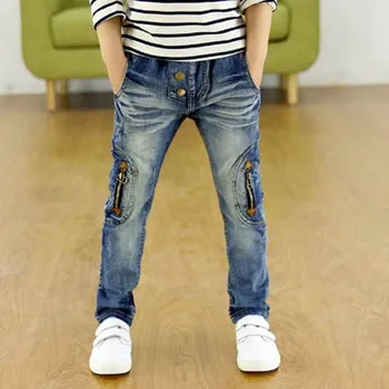 Otroci Oblačila 2021 Novo Pomlad Jesen Otroci Hlače Hlače Za Fante Moda Pištolo Bombaž Svinčnik Hlače Zadrgo Dokolenke Divji Fant Jeans
