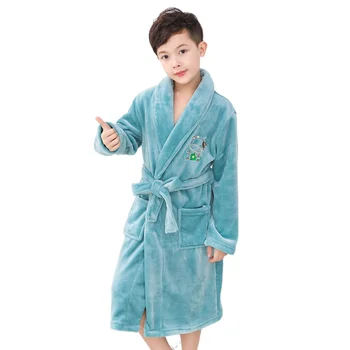 Otrok Haljo Flanela Nightgown Fantje Jesen in Zimo Big Otroci Coral Runo kopalni plašč 6-12 leta Fant Obleke Pižamo Fantje Sleepwear
