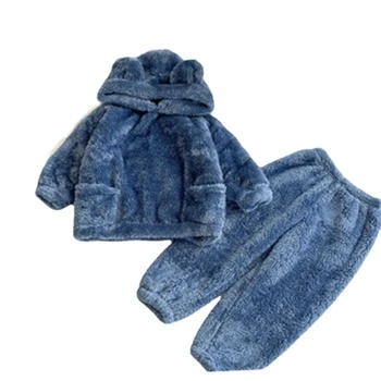 Otrok Jesen/zima Flanela Homewear Nosi Obleko Dekle je lepo vunast Oblazinjeni Pižamo Toplotne Perilo za Boy ' s Baby Fantje Oblačila