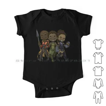 Panther Trio Newborn Baby Oblačila, Igralne Obleke Bombaž Jumpsuits Wakanda Okoye Nakia Shuri Comics Superheroj Luštna Dekleta, Ženske Močno