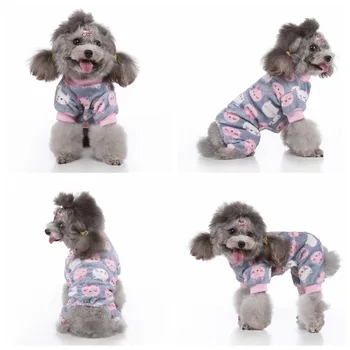 Pes Pižamo Zimska Oblačila za Pse, Dot Tiskanja Toplo Jumpsuits Plašč za Majhne Pse Kuža Pes, Mačka Chihuahua Pomorjansko Nightshirt Hlače