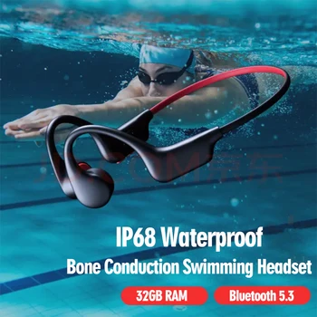 Pravi Kostne Prevodnosti Plavanje Slušalke MP3 32GB Pomnilniško IPX8 Nepremočljiva Bluetooth 5.3 Cunduction Slušalke za Outdoor & Indoor