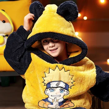 Pyjama Naruto Plišastih Otrok Akatsuki Uzumaki Pižamo Nastavite Kawaii Risanka Cosplay Kostum Sleepwear Anime Spalna Odejo Homewear