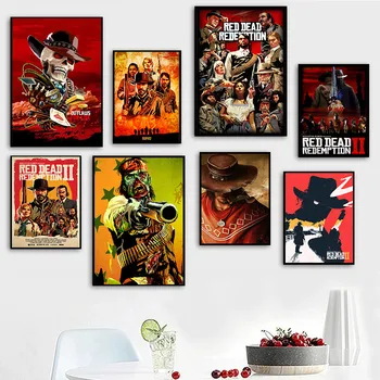 Red Dead Redemption Igra Platno Plakat Wall Art Platno Poster Tiskanje Doma Dekorativna Slika, Slikarstvo