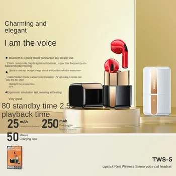 REMAX Gorečih Rdeče Ustnice Šminko Glasbe Klicanje Brezžična tehnologija Bluetooth slušalke Bluetooth slušalke TWS-5 visoke kakovosti blutooth slušalke