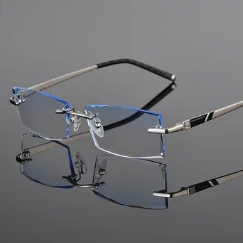 Reven Jate 58030 Zlitine Rimless Diamantno Rezanje Človek Očal Okvir Optičnega Recept Očala Moški Modni Očala 0
