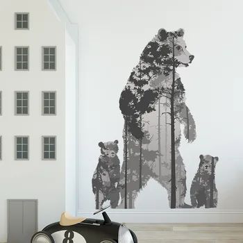 Risanka polarni medved gozd silhueto otrok spalnica vrtec doma stenske dekoracije stenske nalepke soba dekoracijo najstnik