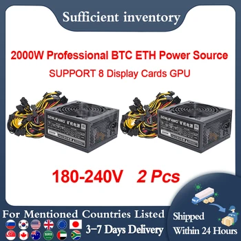 SENLIFANG 2PCS 2000W Bitcoin PSU PC Napajanje Računalnika Rudarstvo Ploščad 8 GPU ATX ITD RVN Kovanec 12v