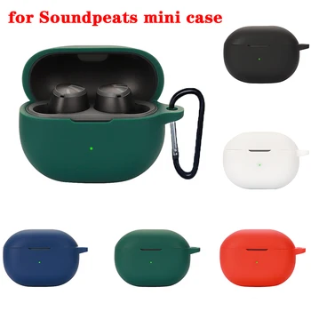 Silikonsko Ohišje Za Anker Soundpeats mini Ohišje Simple Barva Anti-spusti Zaščito Slušalke Pokrov za Polnjenje Box Primeru s Kavljem