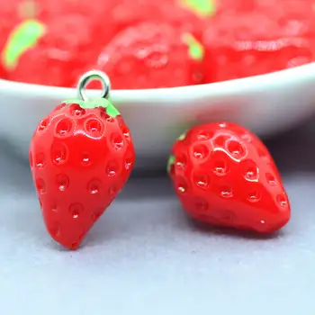 Smole 3D Simulacija Lutke Strawberry Sadje Miniature DIY Nakit Obrti, Izdelava Jagode Obesek Čare 0