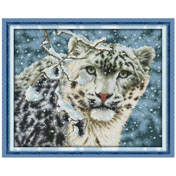 Snow Leopard Šteje Navzkrižno Šiv 11CT 14CT Navzkrižno Šiv živali Navzkrižno Šiv Komplet za Vezenje za Dom Dekor Needlework