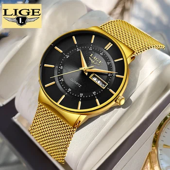 Top blagovne Znamke Moških Watch Luxury Gold iz Nerjavečega Jekla Očesa Pasu Ure Poslovni Mens Quarzt Ura 30 M Nepremočljiva relogio masculino