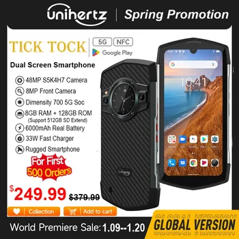 Unihertz TickTock Nepremočljiva Pametni telefon Robusten, 5G Mobilni Telefon Android 11 48MP Dimensity 700 8GB 128GB NFC 6000mAh mobilni telefon