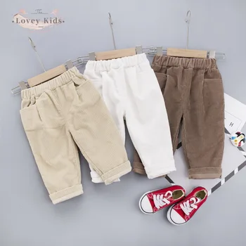 Velvet Hlače 2020 Jeseni Baby Boy Korejski Slog Priložnostne Vzorec Moda Žepi Ohlapne Hlače Barva Otroci Oblačila