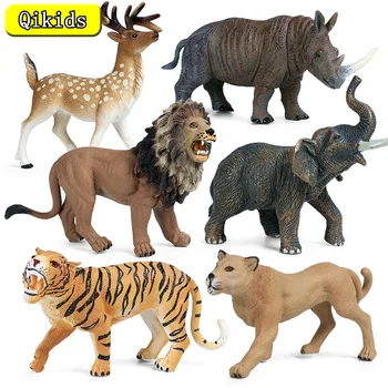 Votlih Plastičnih Divje Živali Igrač Slon, Lev, Tiger Rhino Jelena Cheetah Model PVC Živali figuric Igrače Otroke Darila