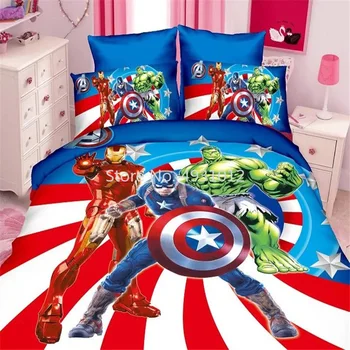 Vroče Risanka Captain America Avengers Spiderman Otroške Posteljnine Komplet Otroci Twin Kritje Enotnega Rjuhe Prevleke za Fante, Otroci Darilo