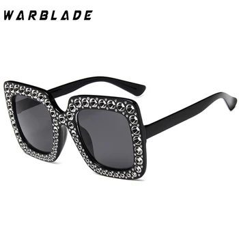 WarBLade 2022 Diamond Prevelik sončna Očala Velik Kvadratni Okvir sončna Očala UV400 Kristalno Očala Retro Nosorogovo Okvirji za Očala