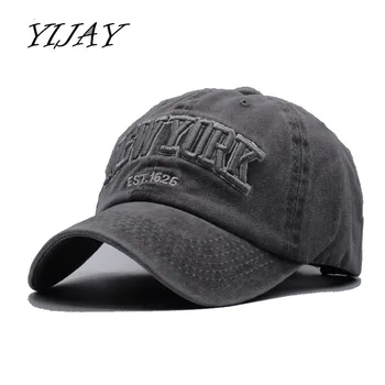 Yijay pesek oprati 100% bombaž baseball kapa klobuk za ženske moški letnik oče klobuki NEW YORK vezenje pismo na prostem, športne kape