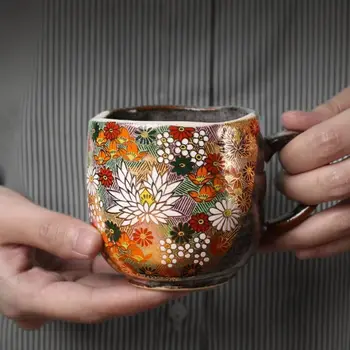 Zlati cvet vrč kavno skodelico čaja pokal retro keramične skodelice mešalniku skodelice v razsutem stanju barva spreminja, skodelice hladno skodelico lončenina vrč
