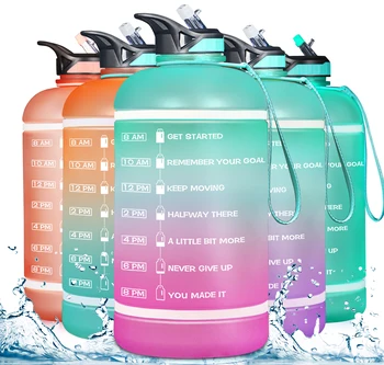 ZOMAKE 2.2/3.78 L Galono Vode Steklenico s Časom Marker & Slame, Motivacijske Vode Jug BPA Free Neprepustne Velike Steklenice Vode Telovadnici