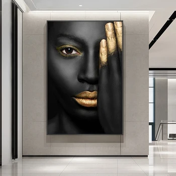 Črni Afriški Golih Nasumice Ženska Oljna slika na Platnu Plakatov in Fotografij Skandinavskih Stenskih slikah, za dnevno sobo