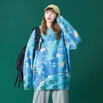 Ženski Puloverji Pomlad Jesen Ženske Obleke 2021 korejski Moda Risanka Ženske Puloverji Priložnostne Ulične O-Vratu Jopica Ženske