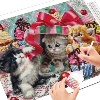 EverShine 5D Diamond Slikarstvo Mačka Celoten Kvadratni Diamond Vezenje Živali Nov Prihod Mozaik Torto Obrt Hobi 1