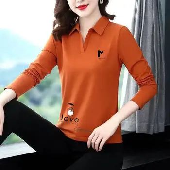 Moda Barva River Svoboden Natisnjeni Bluzo Ženske Oblačila 2022 Jeseni Novo Prevelik Priložnostne Puloverji Urad Dama Majica 1