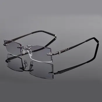 Reven Jate 58030 Zlitine Rimless Diamantno Rezanje Človek Očal Okvir Optičnega Recept Očala Moški Modni Očala 1