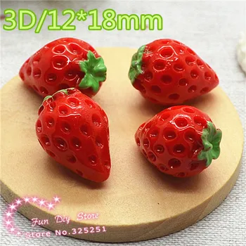 Smole 3D Simulacija Lutke Strawberry Sadje Miniature DIY Nakit Obrti, Izdelava Jagode Obesek Čare 1