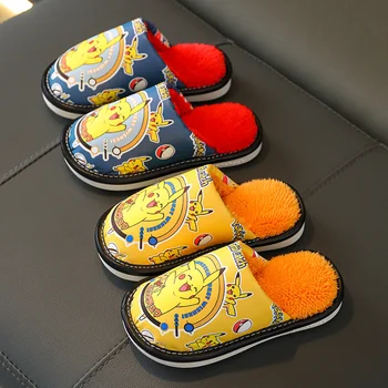 Anime Pikachud Plišastih Copate Kawaii Pokemon Pozimi Zaprtih Toplo Natikači za Otroke Nepremočljiva Bombaž Non-slip Čevlji Otroci Darila 2
