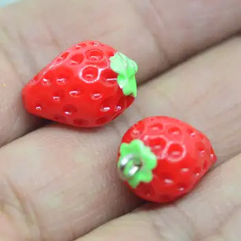 Smole 3D Simulacija Lutke Strawberry Sadje Miniature DIY Nakit Obrti, Izdelava Jagode Obesek Čare 2