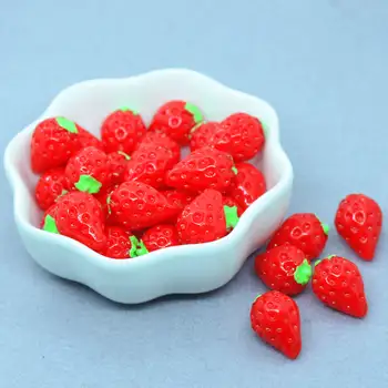 Smole 3D Simulacija Lutke Strawberry Sadje Miniature DIY Nakit Obrti, Izdelava Jagode Obesek Čare 3