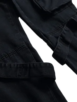 2021 Nov Prihod Moški Modni Motorno Kolo Črne Jeans, Moda Multi-Žep Hlače Modni Trend Novih Slim Hlače Punk Noge Hlače 4
