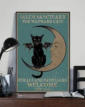 Mačka Plakate za Kopalnico Mačka Kovinski Plakat Mačka Kovinski Plakat Mačka Čarovnice Kovinski Plakat Salem Svetišče za Negotov Mačke 4
