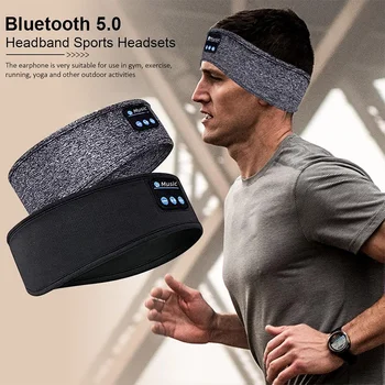 Bluetooth 5.0 Spalna Slušalke Športne Teče Glavo Mehko Elastično Udobno Brezžični Glasbeni Slušalke Oči Masko za Spalnik 5