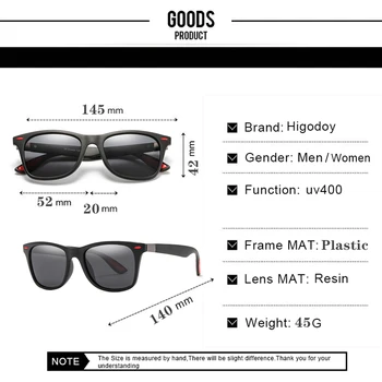 Higodoy Letnik Prevelik Sončna Očala Moških Polarizirana Očala Klasičnih Kvadratnih Mens Luksuzni Sončna Očala Vožnje Polarizer Uv400 Gafas 5