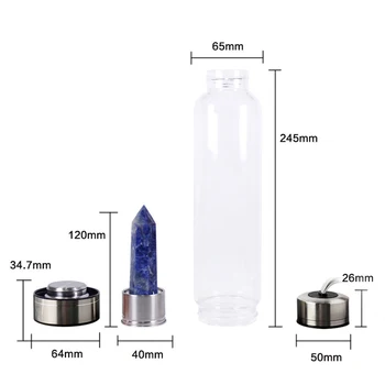 Steklenica za vodo Naravni Kristalni kamen Diamond Točke Zdravljenja Obelisk Palico Eliksir Quartz Crystal Gem Barve Steklenico Vode DropShipping 5
