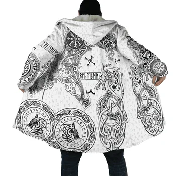 CLOOCL Zimske Moške Hooded Plašč Viking Rune Krokar Tatoo 3D Grafiko, Tiskanje Runo Hooded Suknjič Ženske Modni Debel Toplo Cape Plašč 1