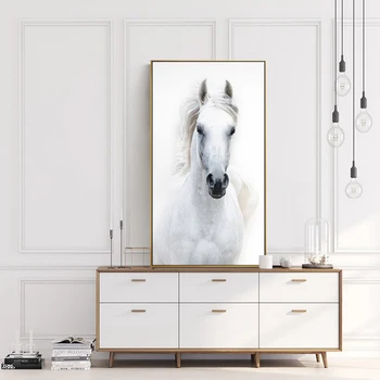 Skandinavski Slog Belem Konju, Platno, Slike Živali Sodobne Plakatov in Fotografij Wall Art Slik, Dnevna Soba Dekoracijo Doma 4